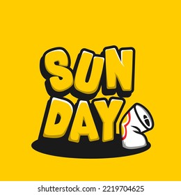 sunday typography cartoon vector illustration