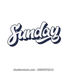 Sunday typography design with map vector. Editable college t-shirt design printable text effect vector	