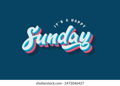 Sunday typography editable colour effect template in 3d shadow style. Suitable for brand, business logo or calendar design. Eps 10 vector.