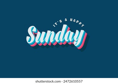 Sunday typography editable colour effect template in 3d shadow style. Suitable for brand, business logo or calendar design. Eps 10 vector.