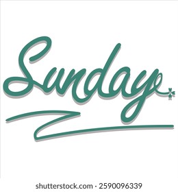 Sunday typography green clor with shadow