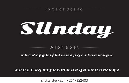 Sunday vector brush style font, alphabet, typeface