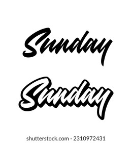 Sunday - Vector hand drawn lettering phrase.Motivation and inspiration quotes for photo overlays, greeting cards, t-shirt print, posters.Vector over white background