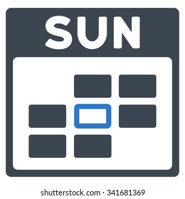 Sunday vector icon. Style is bicolor flat symbol, smooth blue colors, rounded angles, white background.