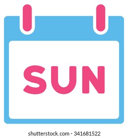 Sunday vector icon. Style is bicolor flat symbol, pink and blue colors, rounded angles, white background.