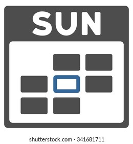 Sunday vector icon. Style is bicolor flat symbol, cobalt and gray colors, rounded angles, white background.