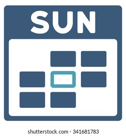 Sunday vector icon. Style is bicolor flat symbol, cyan and blue colors, rounded angles, white background.