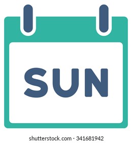 Sunday vector icon. Style is bicolor flat symbol, cobalt and cyan colors, rounded angles, white background.