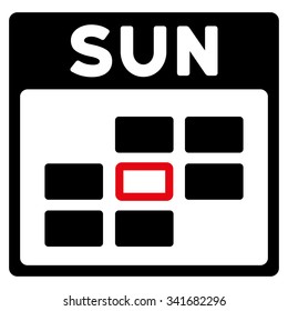 Sunday vector icon. Style is bicolor flat symbol, intensive red and black colors, rounded angles, white background.