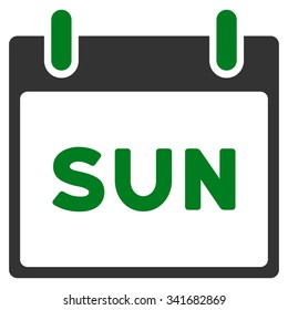 Sunday vector icon. Style is bicolor flat symbol, green and gray colors, rounded angles, white background.