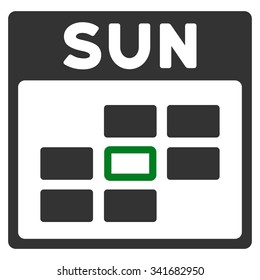 Sunday vector icon. Style is bicolor flat symbol, green and gray colors, rounded angles, white background.
