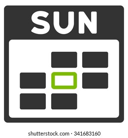 Sunday vector icon. Style is bicolor flat symbol, eco green and gray colors, rounded angles, white background.