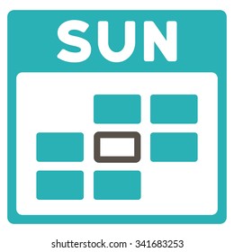 Sunday vector icon. Style is bicolor flat symbol, grey and cyan colors, rounded angles, white background.