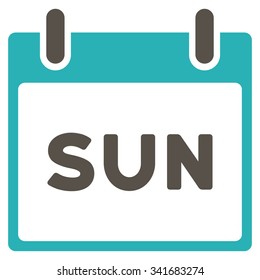 Sunday vector icon. Style is bicolor flat symbol, grey and cyan colors, rounded angles, white background.