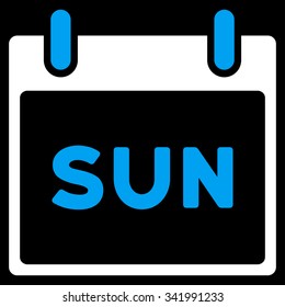 Sunday vector icon. Style is bicolor flat symbol, blue and white colors, rounded angles, black background.