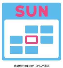 Sunday vector icon. Style is bicolor flat symbol, pink and blue colors, rounded angles, white background.