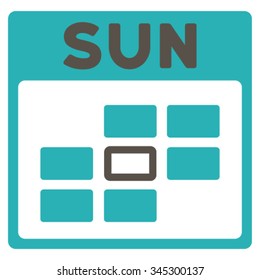 Sunday vector icon. Style is bicolor flat symbol, grey and cyan colors, rounded angles, white background.