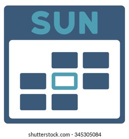 Sunday vector icon. Style is bicolor flat symbol, cyan and blue colors, rounded angles, white background.