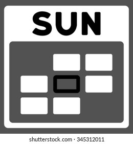 Sunday vector icon. Style is bicolor flat symbol, black and white colors, rounded angles, gray background.