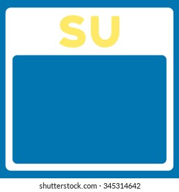 Sunday vector icon. Style is bicolor flat symbol, yellow and white colors, rounded angles, blue background.