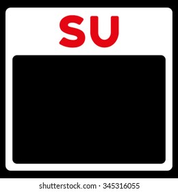 Sunday vector icon. Style is bicolor flat symbol, red and white colors, rounded angles, black background.