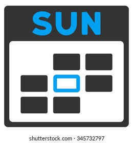 Sunday vector icon. Style is bicolor flat symbol, blue and gray colors, rounded angles, white background.