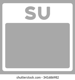 Sunday vector icon. Style is flat symbol, white color, rounded angles, silver background.