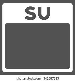Sunday vector icon. Style is flat symbol, white color, rounded angles, gray background.