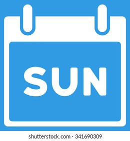 Sunday vector icon. Style is flat symbol, white color, rounded angles, blue background.