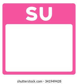 Sunday vector icon. Style is flat symbol, pink color, rounded angles, white background.
