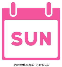 Sunday vector icon. Style is flat symbol, pink color, rounded angles, white background.