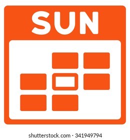 Sunday vector icon. Style is flat symbol, orange color, rounded angles, white background.