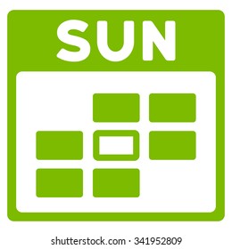 Sunday vector icon. Style is flat symbol, eco green color, rounded angles, white background.