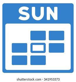 Sunday vector icon. Style is flat symbol, cobalt color, rounded angles, white background.