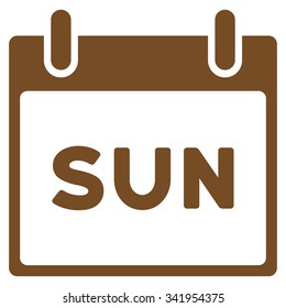 Sunday vector icon. Style is flat symbol, brown color, rounded angles, white background.