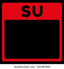 Sunday vector icon. Style is flat symbol, red color, rounded angles, black background.