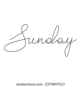 Sunday vector text. Days of week lettering. Line continuous calligraphy, graphic design, hand drawn minimal element, print, banner, wall art poster, card, logo, calendar, daily routine checklist.