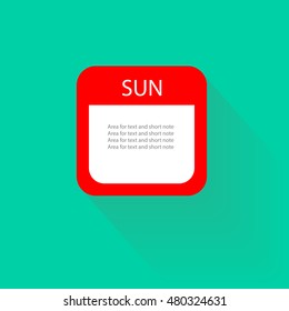 Sunday weekly short paper note with the days of the week