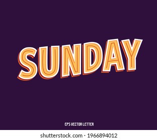 Ilustración de palabra SUNDAY Vector Lettering. Palabras vectoras del DOMINGO.