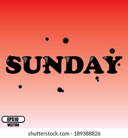 Sunday written on a beautiful red color - vector illustration.