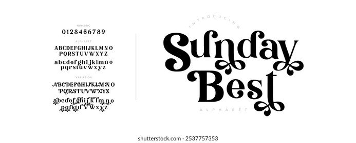 Sundaybest typography beauty fashion elegant minimalist serif italic fonts decorative wedding vintage retro logos. Minimal luxury font alphabet logo. Vector illustration