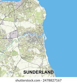 Sunderland, United Kingdom map poster art