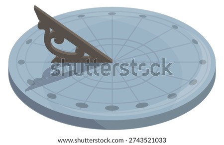 Sundial clock. Antique time measure device icon