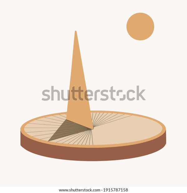 Sundial Clock Icon flat style\
\
Dial and hand for\
measuring time in antiquity. Tool for measuring time vector\
illustration for web\
design