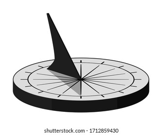 Sundial. A device for measuring time using the sun's shadow. Isometry. Vector illustration for design and web isolated on a white background.