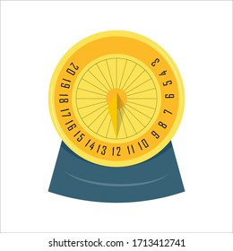Sundial icon set. Flat style. Yellow color. Vector illustration Antique clock