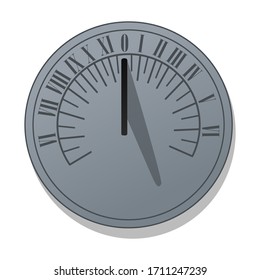 Marcado solar con una imagen vectorial plana de sombra larga sobre el fondo blanco, siguiendo el movimiento del sol