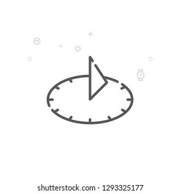 Sundial Vector Line Icon. Ancient Clock Symbol, Pictogram, Sign. Light Abstract Geometric Background. Editable Stroke. Adjust Line Weight. Design with Pixel Perfection.