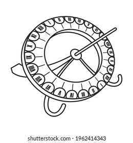 Sundial vector outline icon. Vector illustration sun clock on white background. Isolated outline illustration icon of sundial.