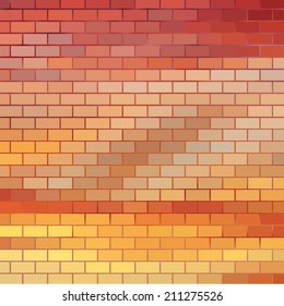 Sundown themed blurry background with brick grid